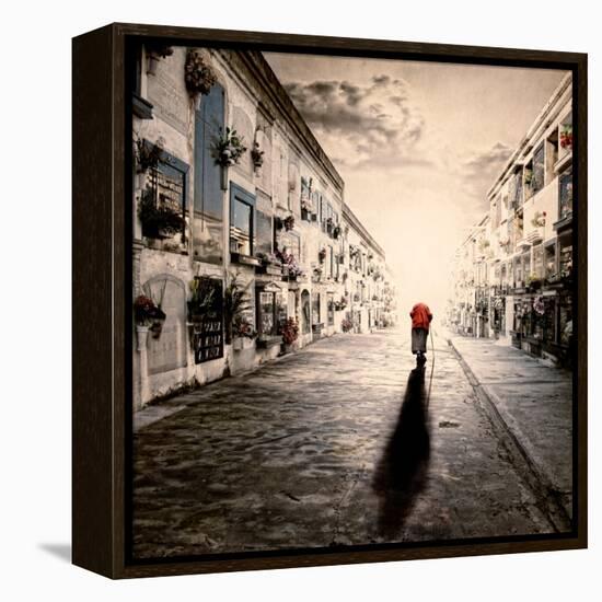 An Old Woman Walking in a Cementery-Luis Beltran-Framed Premier Image Canvas