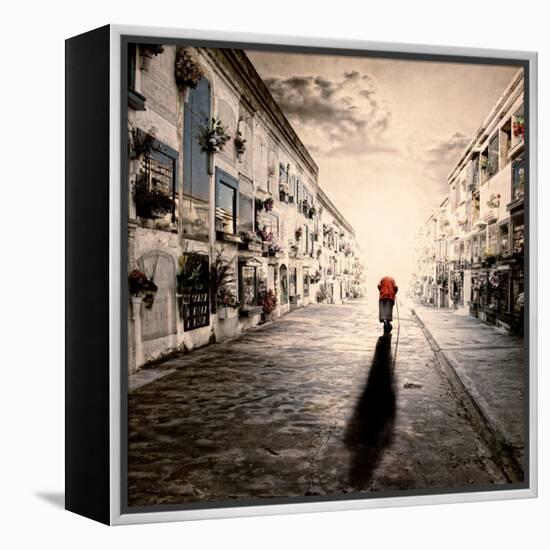 An Old Woman Walking in a Cementery-Luis Beltran-Framed Premier Image Canvas