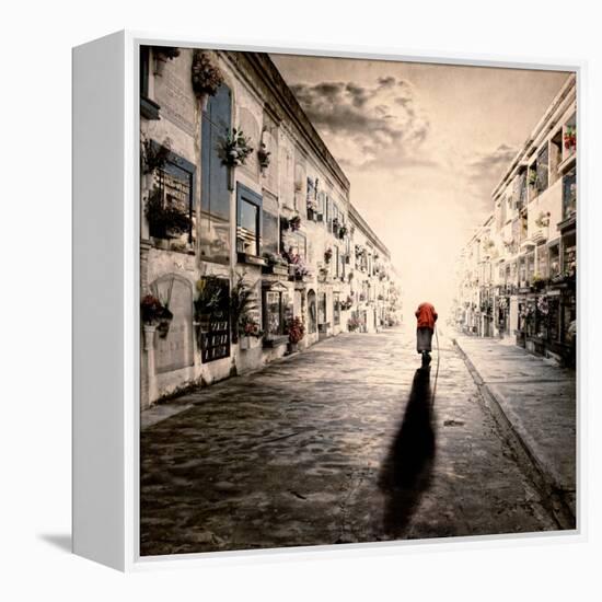 An Old Woman Walking in a Cementery-Luis Beltran-Framed Premier Image Canvas