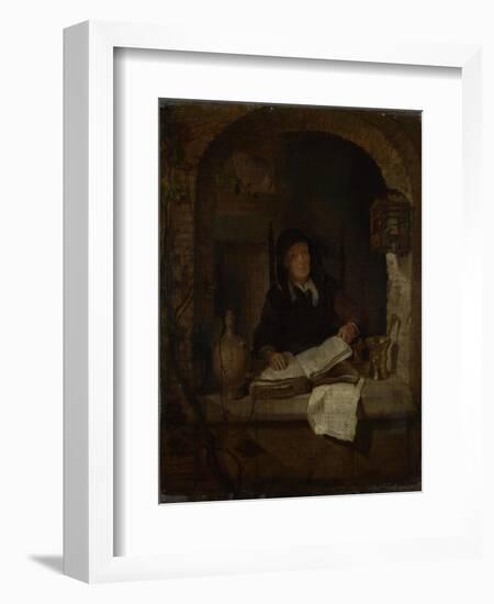 An Old Woman with a Book, C. 1660-Gabriel Metsu-Framed Giclee Print