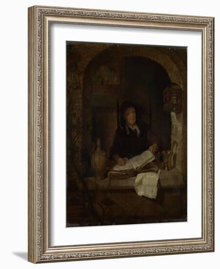 An Old Woman with a Book, C. 1660-Gabriel Metsu-Framed Giclee Print