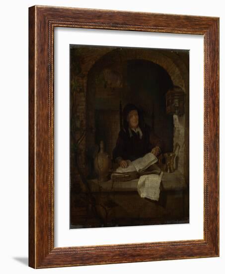 An Old Woman with a Book, C. 1660-Gabriel Metsu-Framed Giclee Print