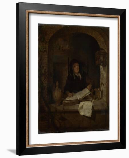 An Old Woman with a Book, C. 1660-Gabriel Metsu-Framed Giclee Print