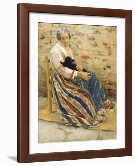 An Old Woman with Cat-Max Liebermann-Framed Art Print