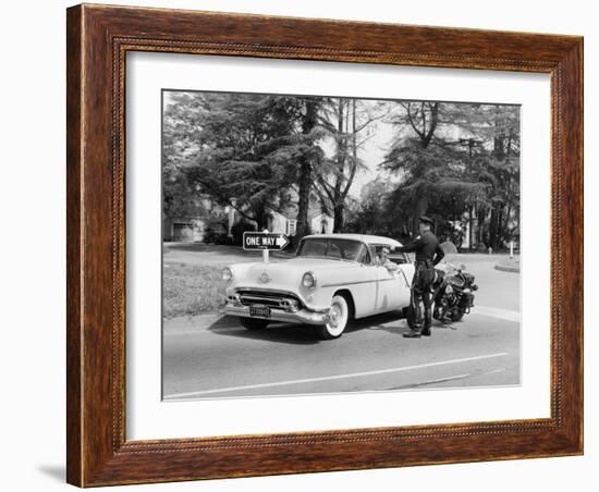 An Oldsmobile at the Corner of an American Street, 1954-null-Framed Photographic Print