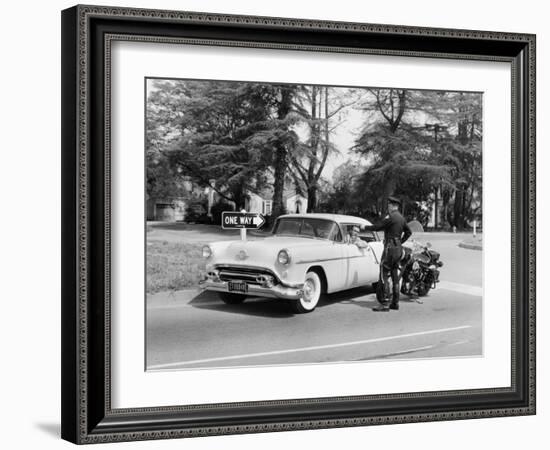 An Oldsmobile at the Corner of an American Street, 1954-null-Framed Photographic Print