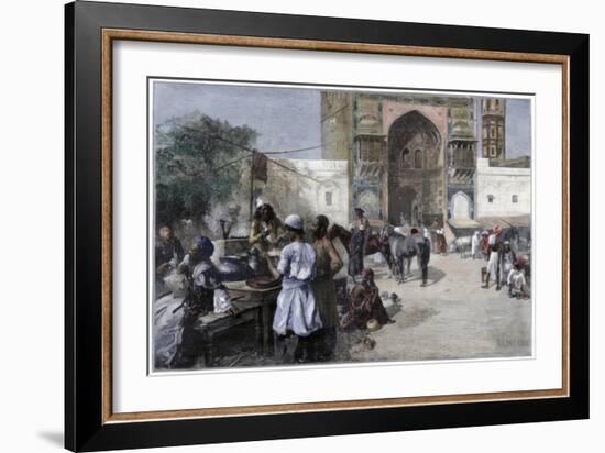 An Open-Air Restaurant at Lahore, India, 1880-Edwin Lord Weeks-Framed Giclee Print