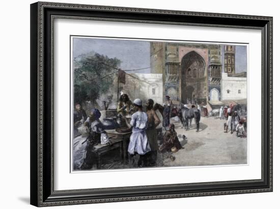 An Open-Air Restaurant at Lahore, India, 1880-Edwin Lord Weeks-Framed Giclee Print