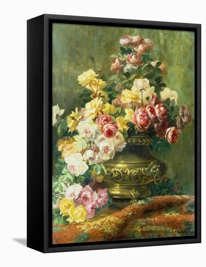 An Opulent Still Life of Roses in a Brass Urn-Jean Capeinick-Framed Premier Image Canvas