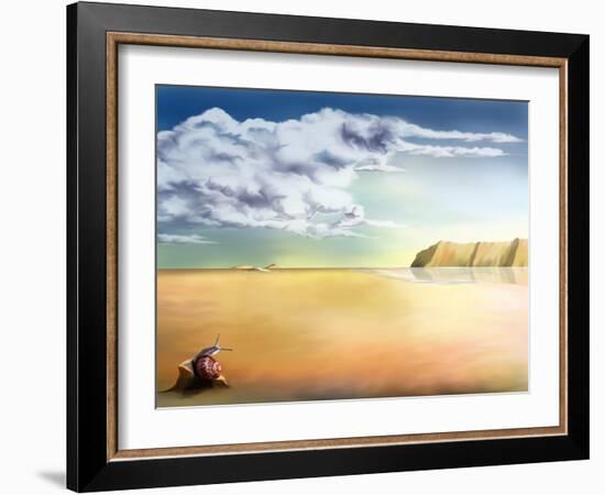 An Original Stylized Illustration of a Surreal Landscape Background-paul fleet-Framed Art Print