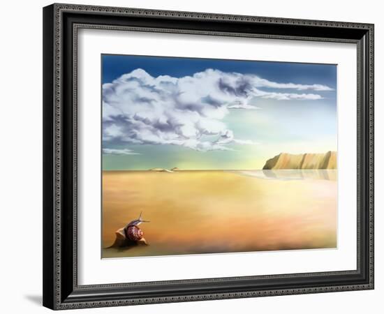 An Original Stylized Illustration of a Surreal Landscape Background-paul fleet-Framed Art Print