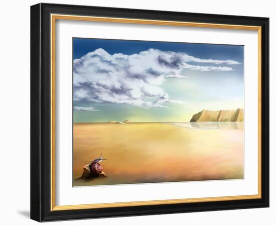 An Original Stylized Illustration of a Surreal Landscape Background-paul fleet-Framed Art Print