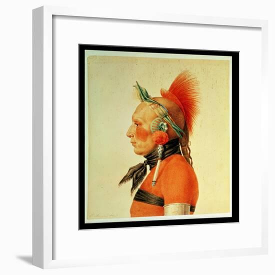 An Osage Warrior, 1804 (Colour Litho)-Charles Balthazar Julien Fevret De Saint-memin-Framed Giclee Print