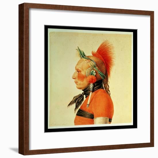 An Osage Warrior, 1804 (Colour Litho)-Charles Balthazar Julien Fevret De Saint-memin-Framed Giclee Print