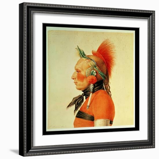 An Osage Warrior, 1804 (Colour Litho)-Charles Balthazar Julien Fevret De Saint-memin-Framed Giclee Print