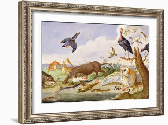 An Otter and an Owl Guarding their Catches-Jan van Kessel the Elder-Framed Giclee Print