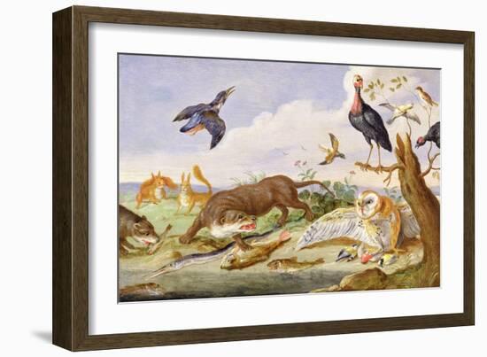 An Otter and an Owl Guarding their Catches-Jan van Kessel the Elder-Framed Giclee Print