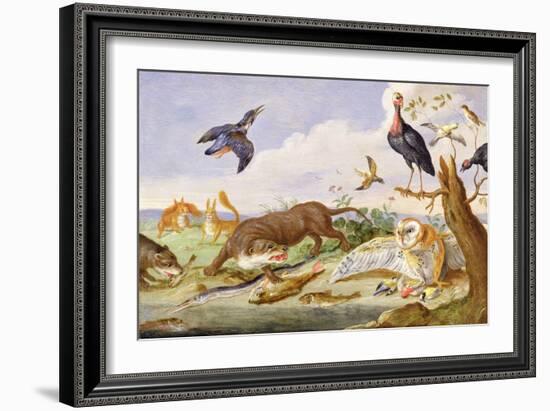 An Otter and an Owl Guarding their Catches-Jan van Kessel the Elder-Framed Giclee Print