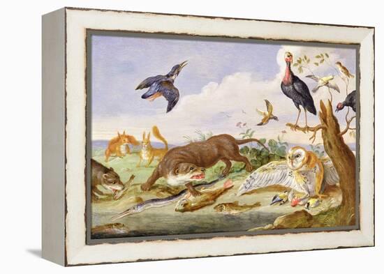An Otter and an Owl Guarding their Catches-Jan van Kessel the Elder-Framed Premier Image Canvas