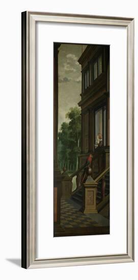 An Outdoor Stairway with Macaw-Dirck Van Delen-Framed Art Print