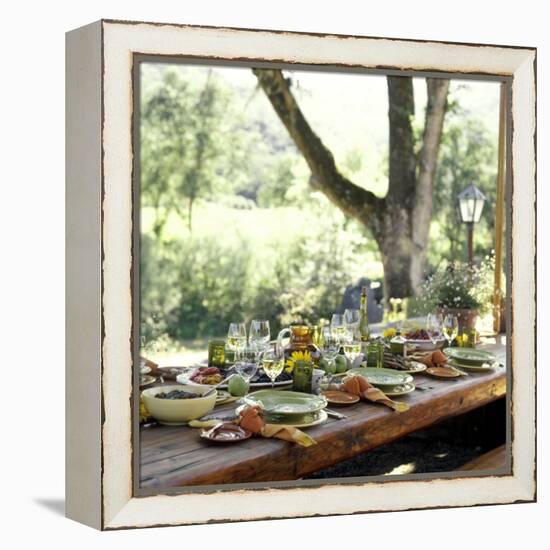 An Outdoor Table Setting with a Vegetarian Meal-Renée Comet-Framed Premier Image Canvas