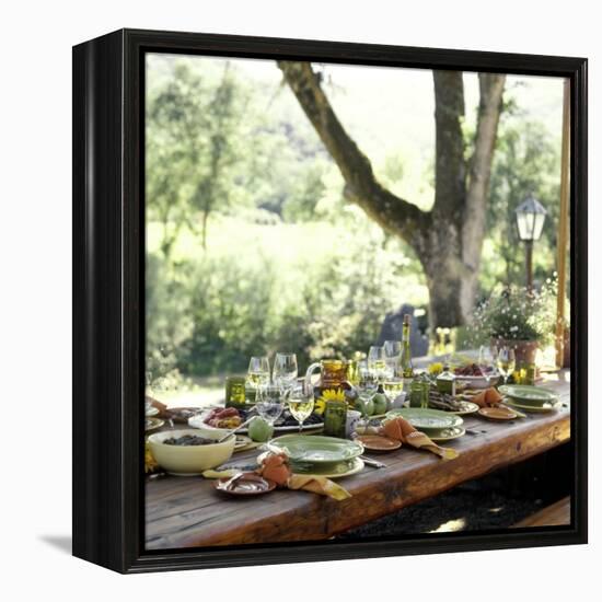 An Outdoor Table Setting with a Vegetarian Meal-Renée Comet-Framed Premier Image Canvas