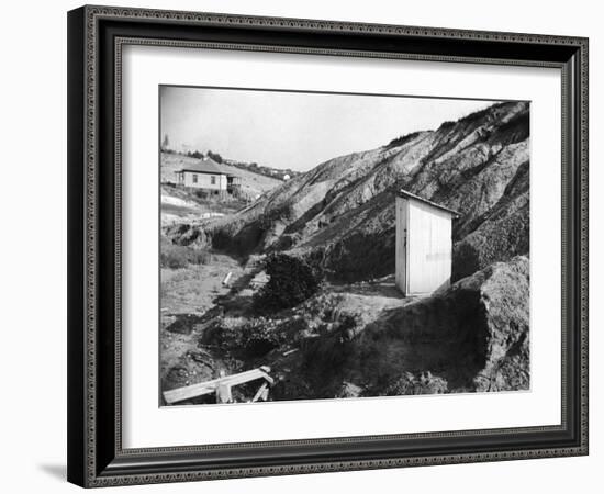 An Outhouse in an Area That Is Plagued with Soil Erosion-Alfred Eisenstaedt-Framed Photographic Print