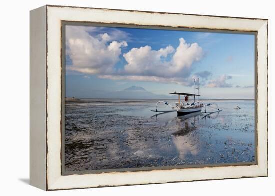 An Outrigger Fishing Boat on the Coast of Bali-Alex Saberi-Framed Premier Image Canvas