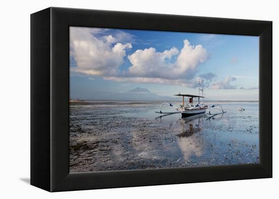 An Outrigger Fishing Boat on the Coast of Bali-Alex Saberi-Framed Premier Image Canvas