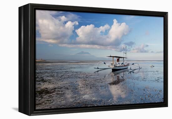 An Outrigger Fishing Boat on the Coast of Bali-Alex Saberi-Framed Premier Image Canvas