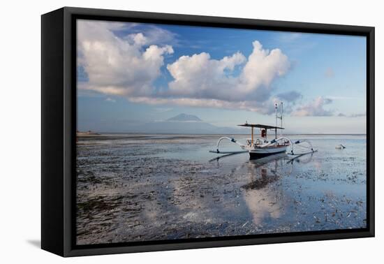An Outrigger Fishing Boat on the Coast of Bali-Alex Saberi-Framed Premier Image Canvas