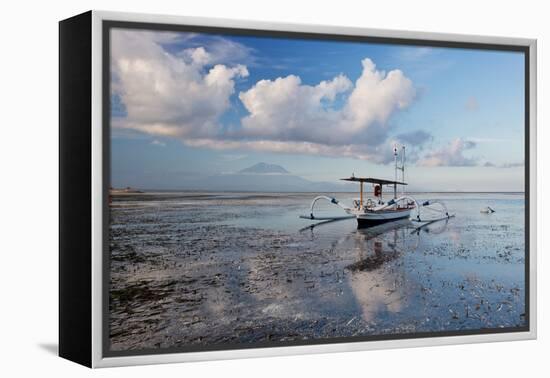 An Outrigger Fishing Boat on the Coast of Bali-Alex Saberi-Framed Premier Image Canvas