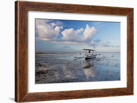 An Outrigger Fishing Boat on the Coast of Bali-Alex Saberi-Framed Photographic Print