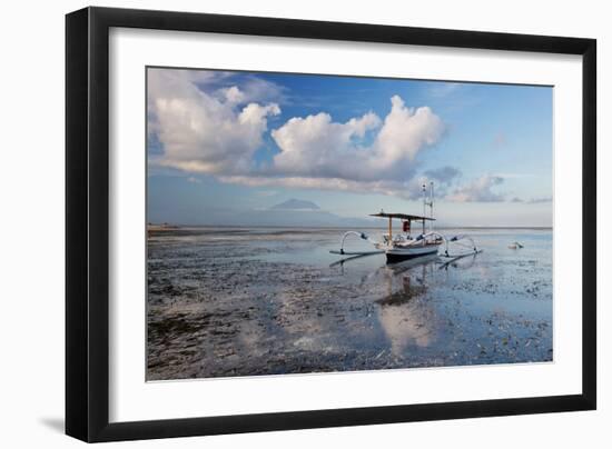 An Outrigger Fishing Boat on the Coast of Bali-Alex Saberi-Framed Photographic Print