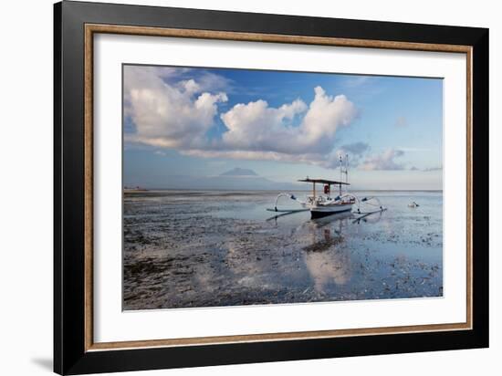 An Outrigger Fishing Boat on the Coast of Bali-Alex Saberi-Framed Photographic Print