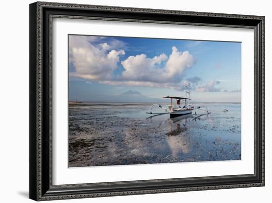 An Outrigger Fishing Boat on the Coast of Bali-Alex Saberi-Framed Photographic Print