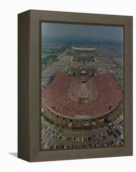 An Overhead Aerial View of the Crowd at Jfk Stadium-null-Framed Premier Image Canvas