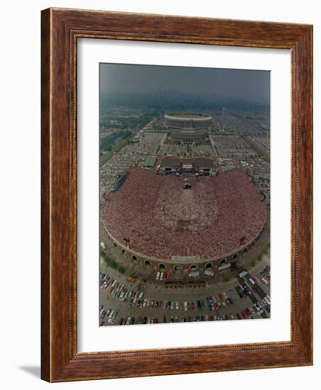 An Overhead Aerial View of the Crowd at Jfk Stadium-null-Framed Photographic Print