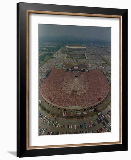 An Overhead Aerial View of the Crowd at Jfk Stadium-null-Framed Photographic Print