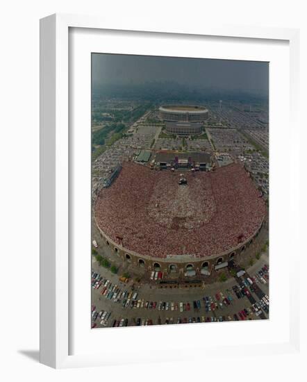 An Overhead Aerial View of the Crowd at Jfk Stadium-null-Framed Photographic Print