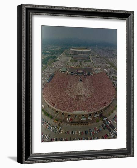 An Overhead Aerial View of the Crowd at Jfk Stadium-null-Framed Photographic Print