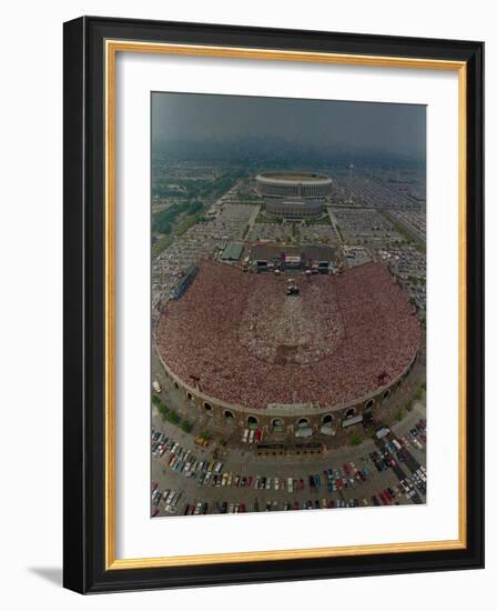 An Overhead Aerial View of the Crowd at Jfk Stadium-null-Framed Photographic Print