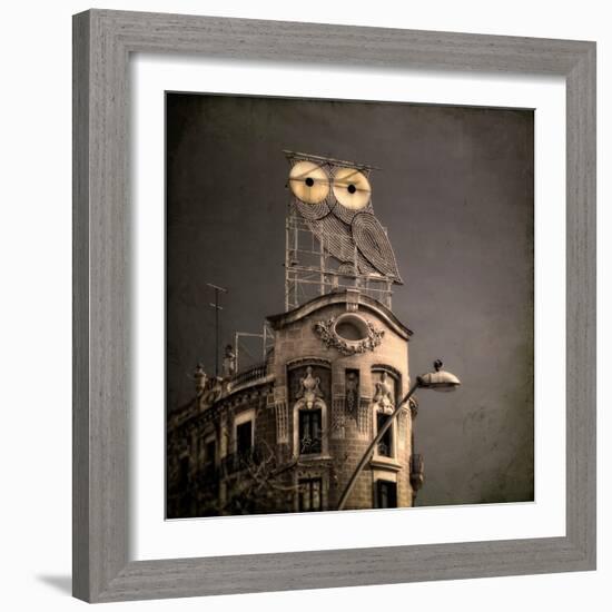 An Owl on a Roof in the City-Luis Beltran-Framed Photographic Print