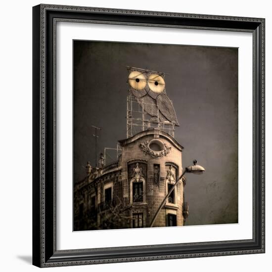 An Owl on a Roof in the City-Luis Beltran-Framed Photographic Print