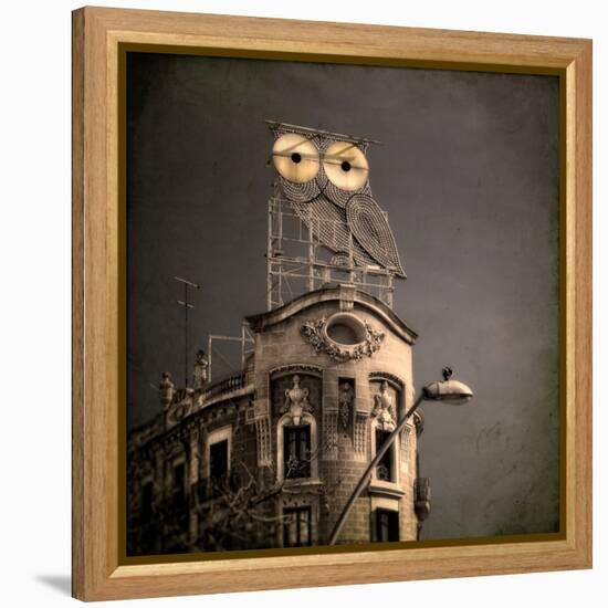 An Owl on a Roof in the City-Luis Beltran-Framed Premier Image Canvas