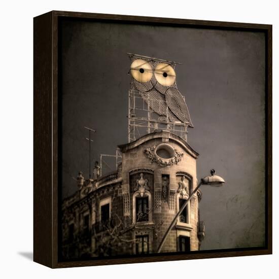 An Owl on a Roof in the City-Luis Beltran-Framed Premier Image Canvas