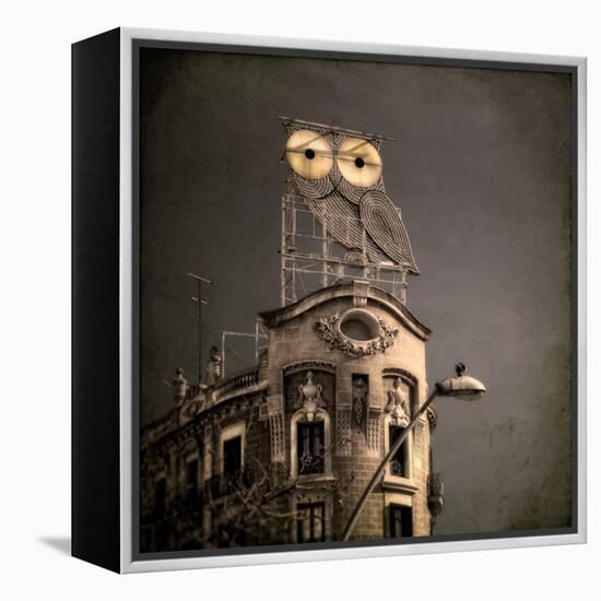 An Owl on a Roof in the City-Luis Beltran-Framed Premier Image Canvas