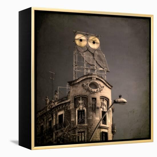 An Owl on a Roof in the City-Luis Beltran-Framed Premier Image Canvas