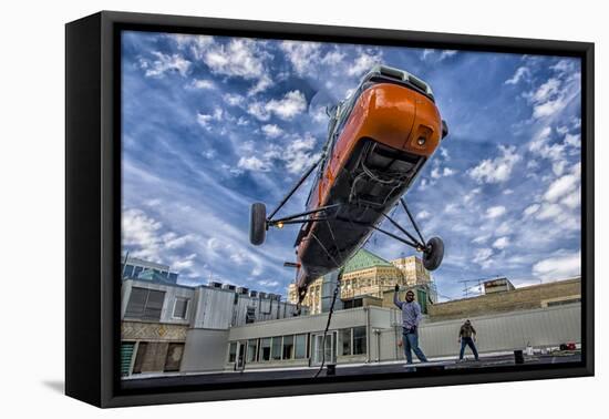 An S-58T Picks Up The Lifting Line On The Top Of A Building In Chicago, Illinois-null-Framed Premier Image Canvas