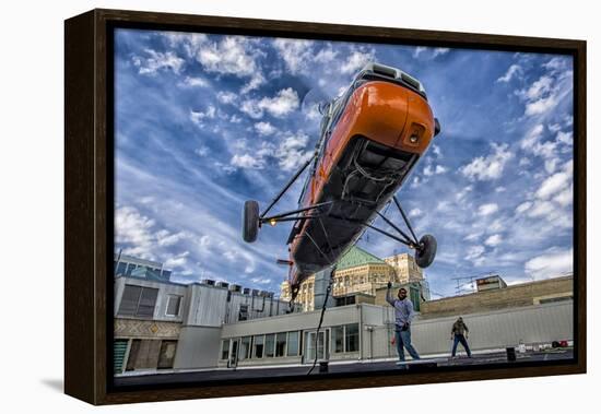 An S-58T Picks Up The Lifting Line On The Top Of A Building In Chicago, Illinois-null-Framed Premier Image Canvas